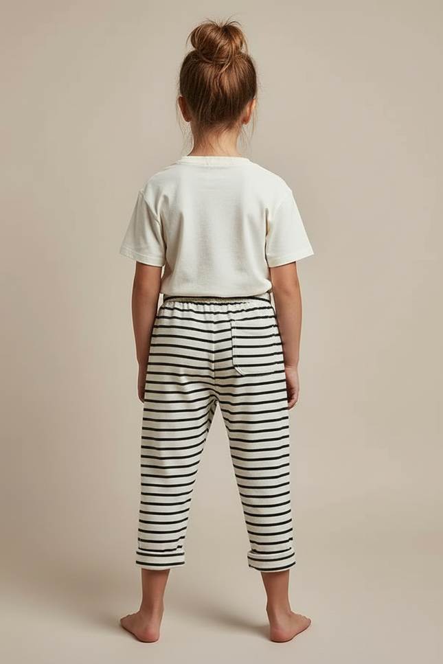 Pantalon Noir Et Blanc Rayure - Multicolore Molleton - vue 2
