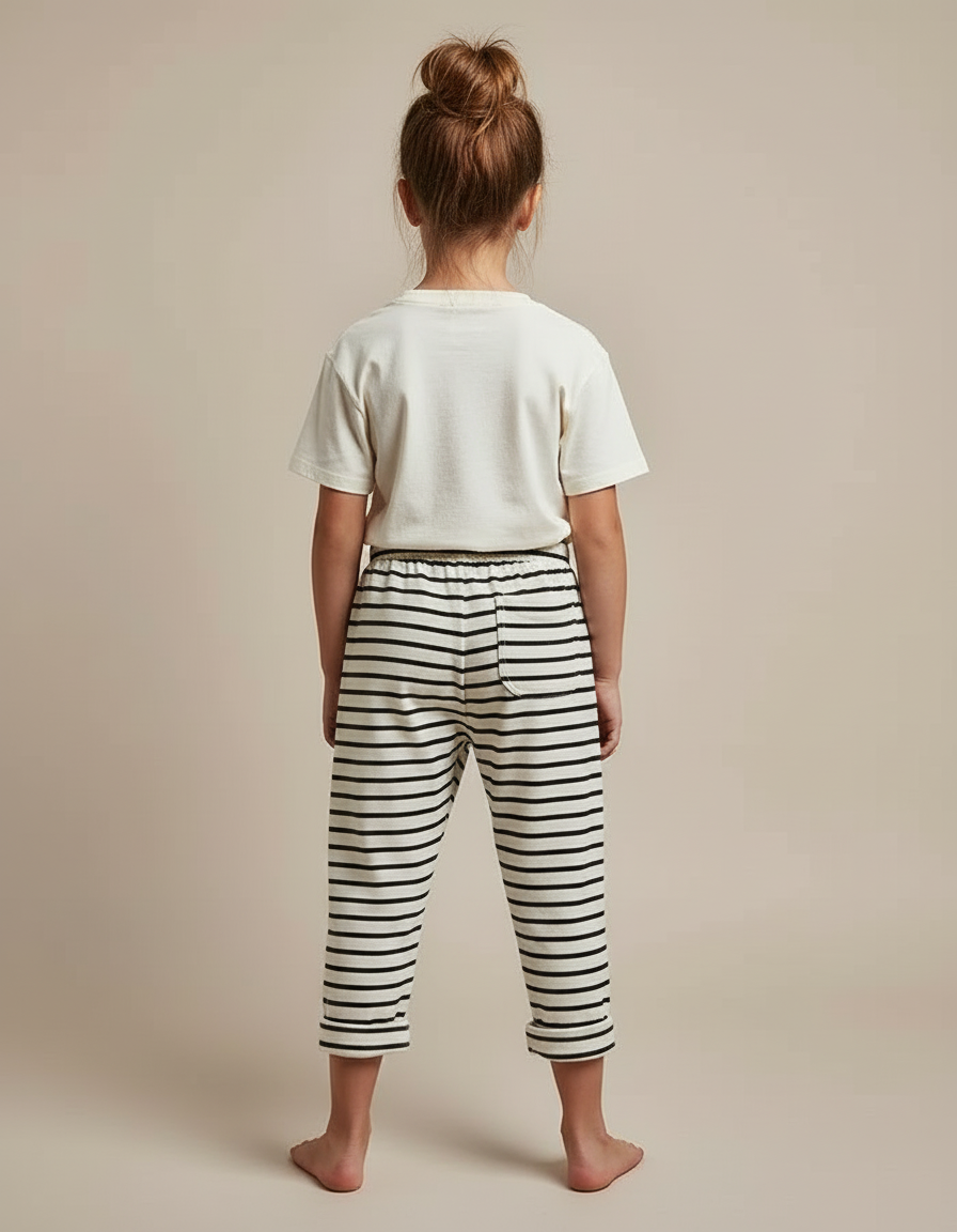 Pantalon Noir Et Blanc Rayure - Multicolore Molleton - vue 2
