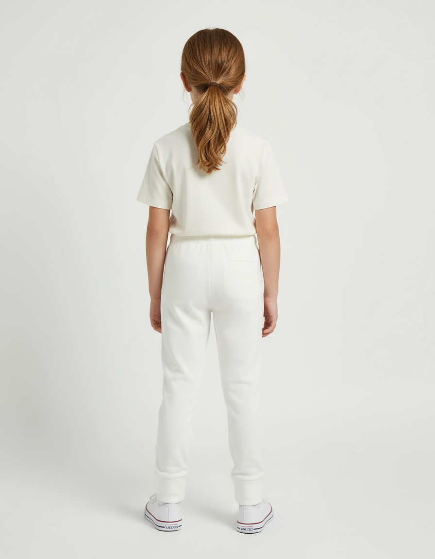 Pantalon Blanc Coton Molletonné Confortable Enfant - vue 2