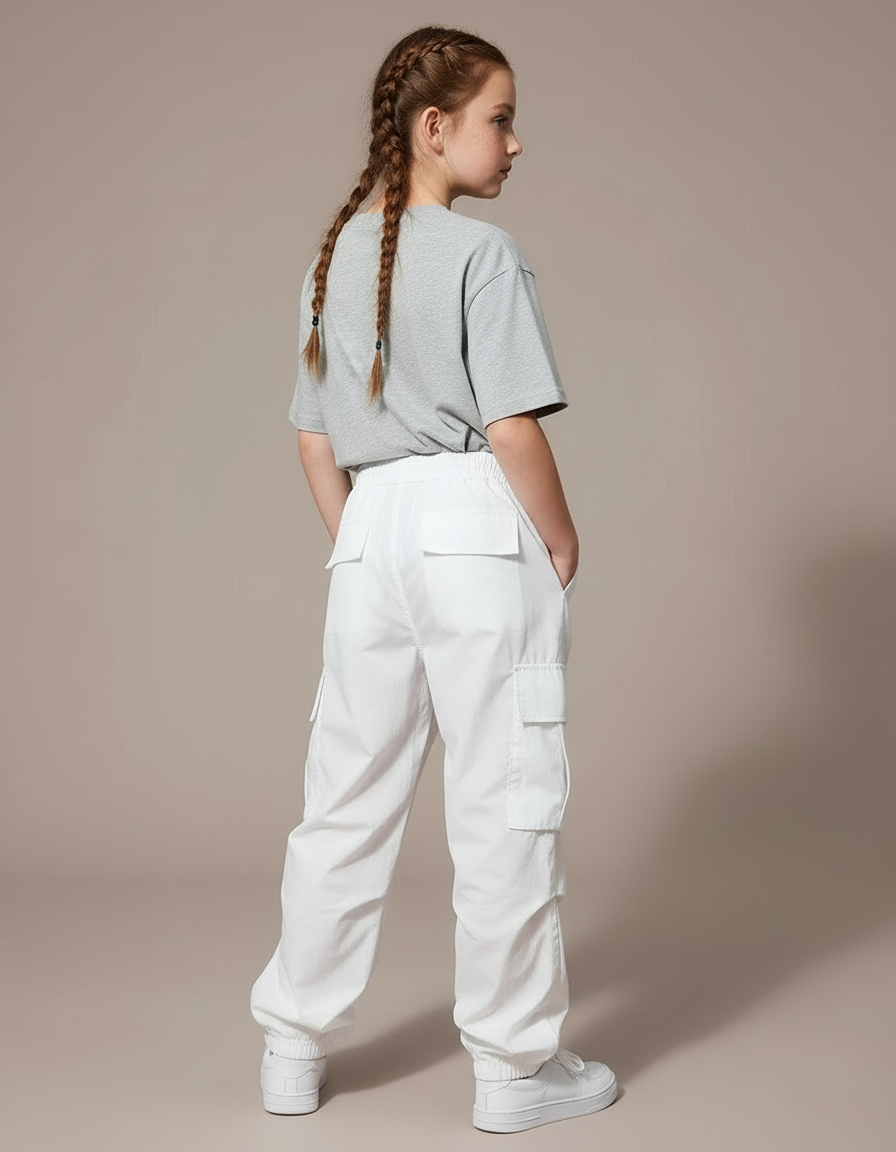 Pantalon Parachute Blanc - Polyester - vue 2