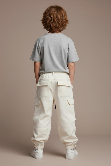 Pantalon Cargo Blanc Garcon - Toile - vue 2