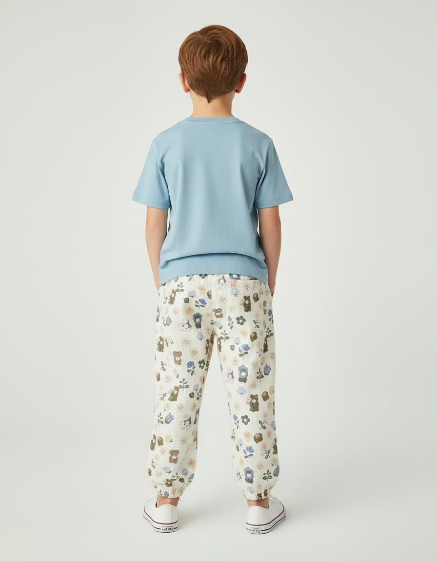 Pantalon Blanc Avec Fleurs - Lin - vue 2