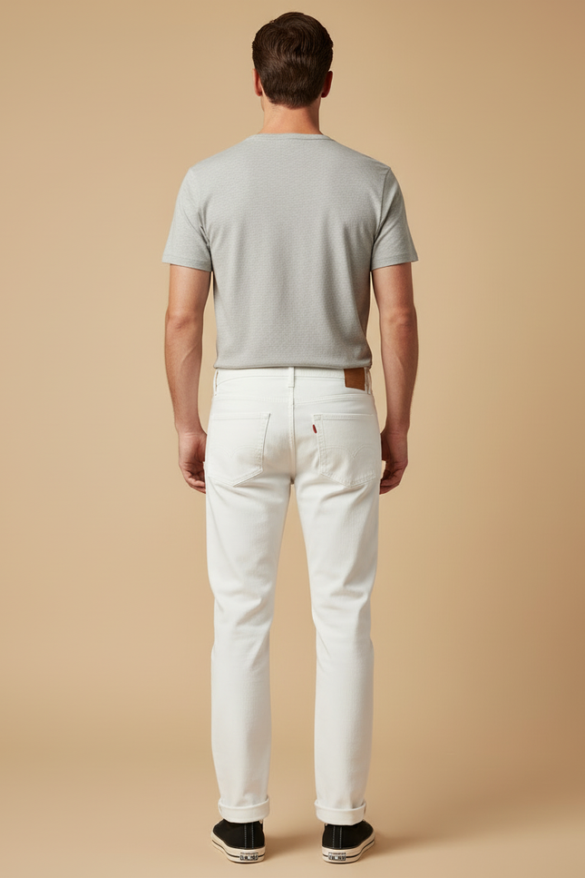 Pantalon Blanc Coton Droit Décontracté Homme - vue 2