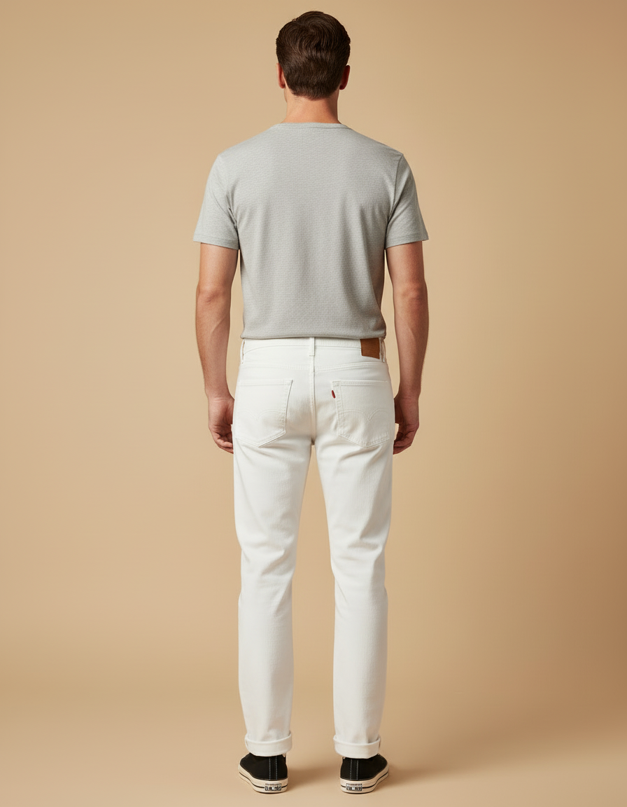 Pantalon Blanc Coton Droit Décontracté Homme - vue 2