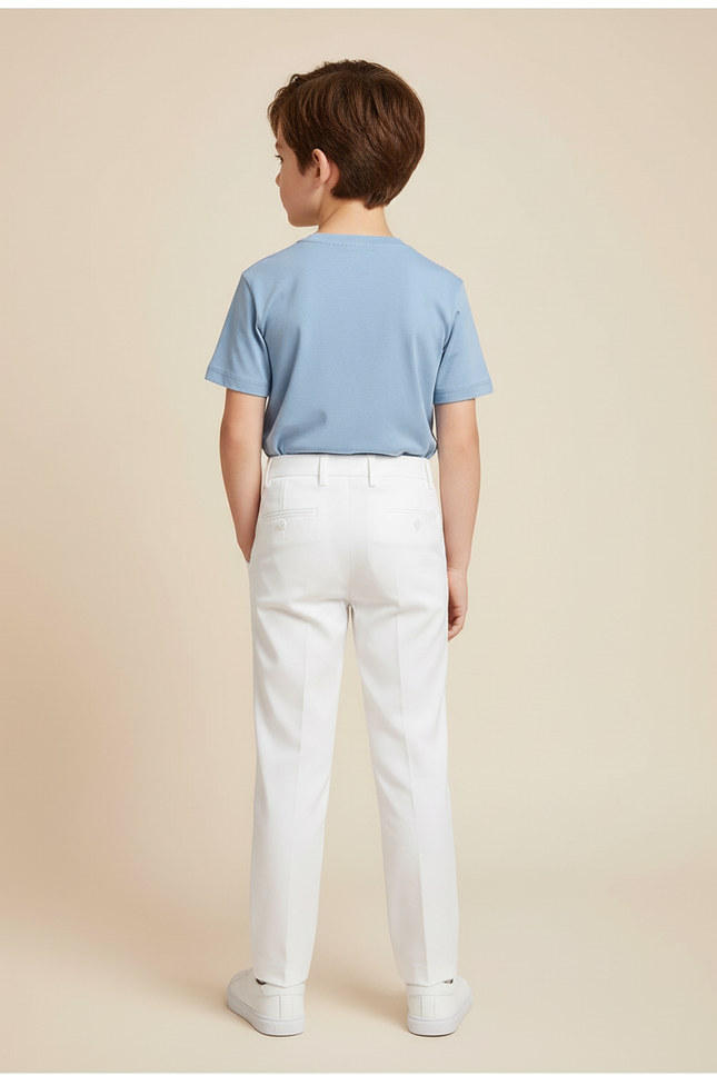 Pantalon Blanc Enfant Formel Cérémonie Élégant - Gabardine - vue 2