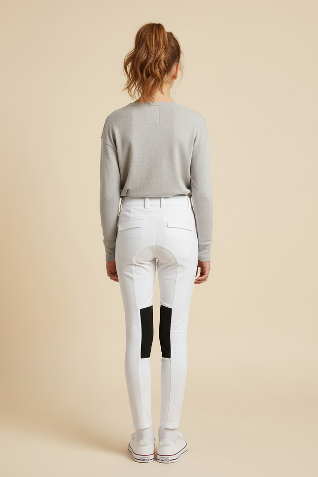 Pantalon Blanc Équestre Fille Silicone Adhérent Confortable - Polyester - vue 2