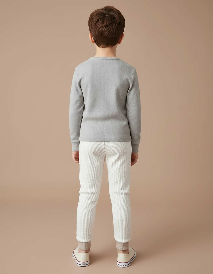 Pantalon Blanc Côtelé Ours Confortable Bébé Garçon Fille - Cordé - vue 2