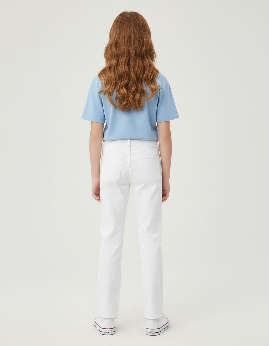 Pantalon Blanc Droit Slim Enfant Décontracté - Jean - vue 2