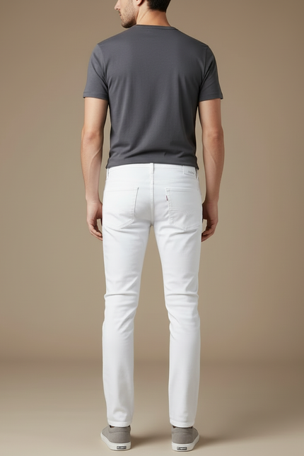 Pantalon Blanc Homme Slim Stretch Décontracté - Jean - vue 2