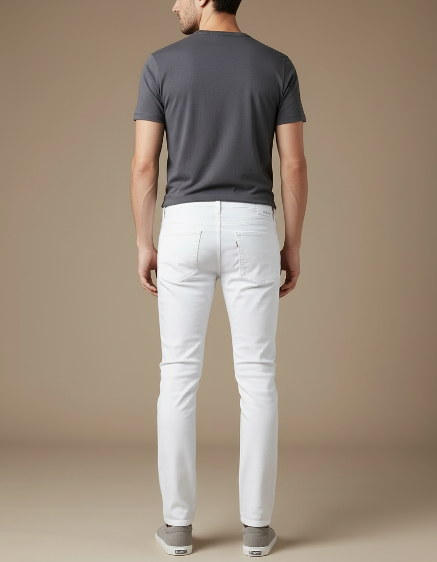 Pantalon Blanc Homme Slim Stretch Décontracté - Jean - vue 2