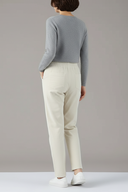 Pantalon Blanc D76b - Cordé - vue 2