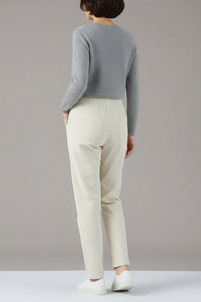 Pantalon Blanc D76b - Cordé - vue 2