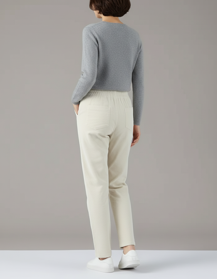 Pantalon Blanc D76b - Cordé - vue 2