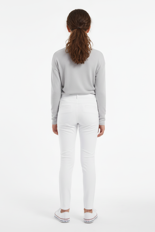 Pantalon Blanc Slim Ajusté Équestre Fille - Gabardine - vue 2