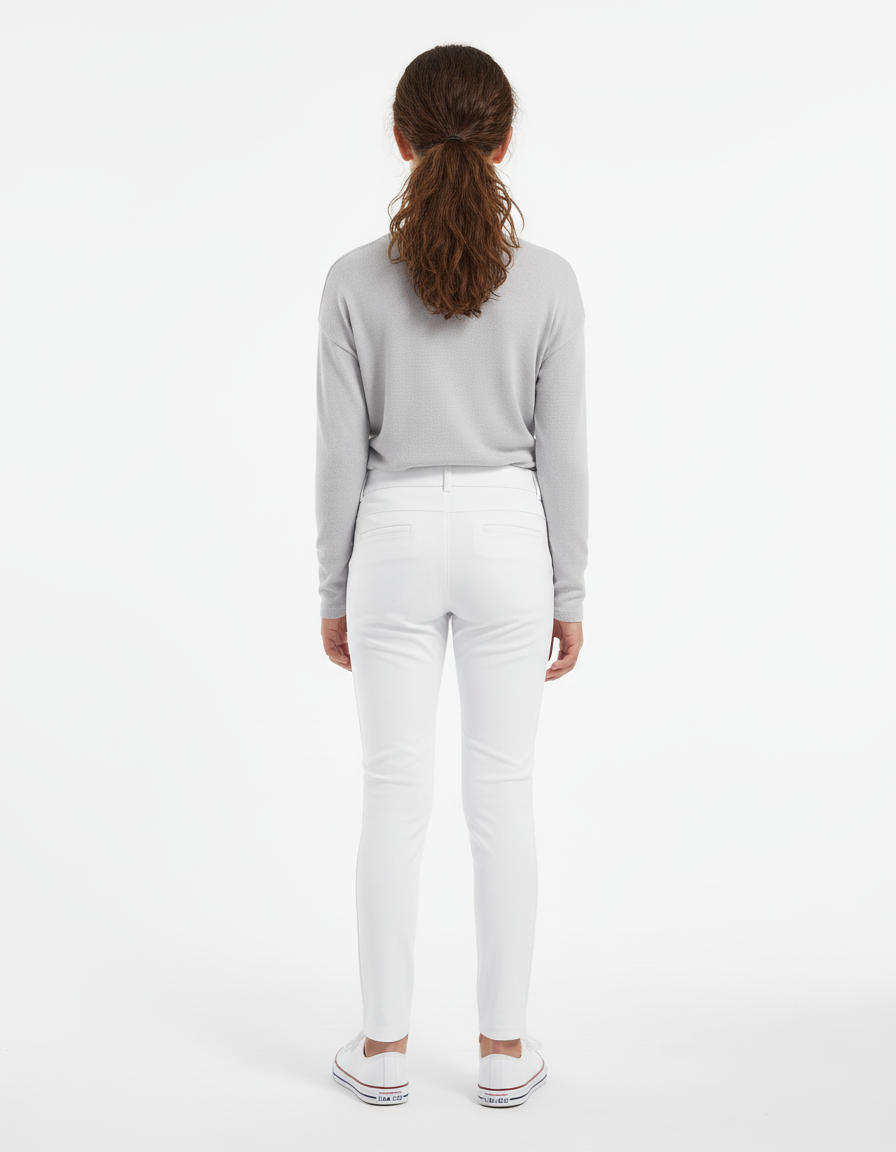 Pantalon Blanc Slim Ajusté Équestre Fille - Gabardine - vue 2