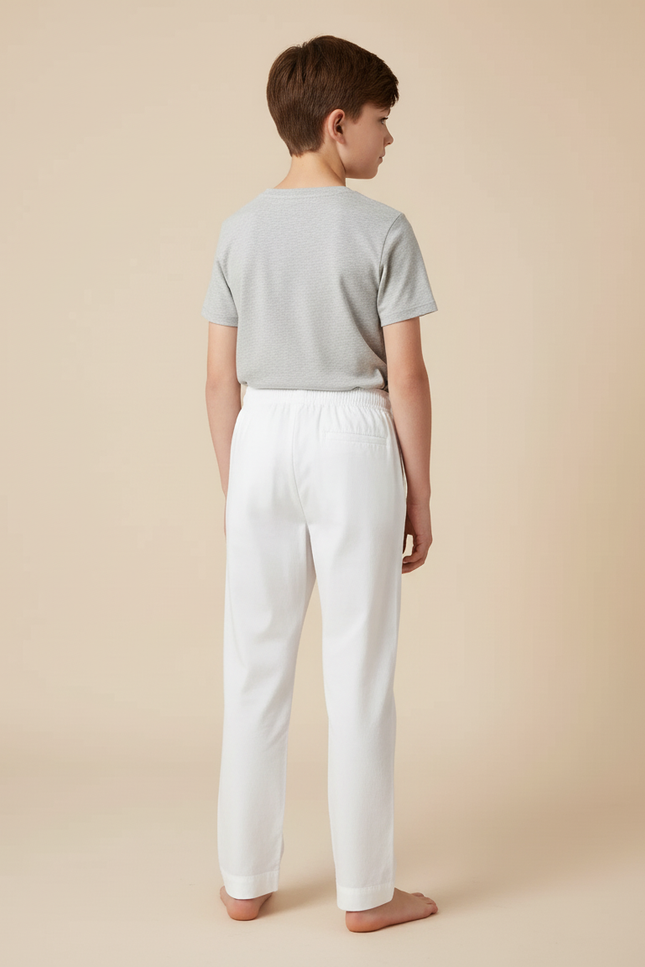 Pantalon Blanc Enfant Coton Léger Décontracté Sport - vue 2