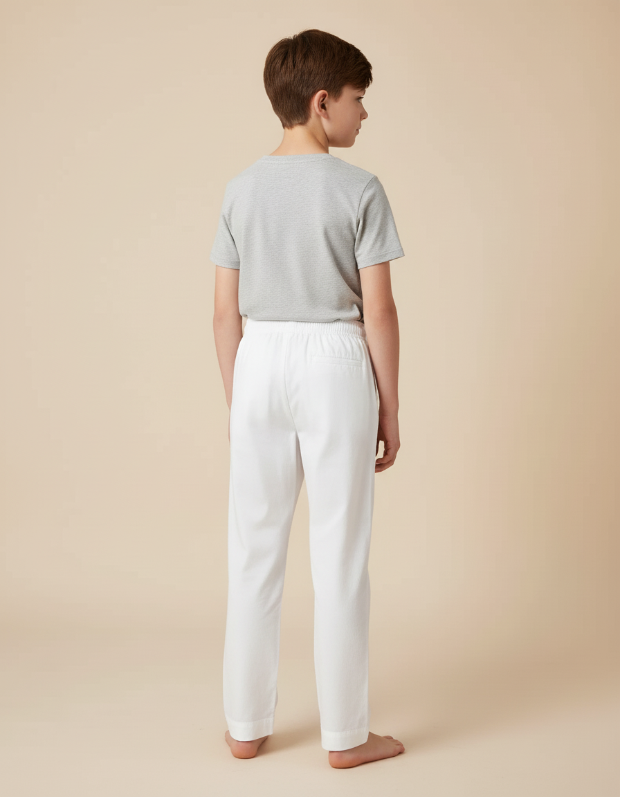 Pantalon Blanc Enfant Coton Léger Décontracté Sport - vue 2