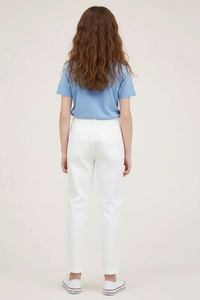 Pantalon Blanc Droit Classique Enfant Décontracté - Coton - vue 2
