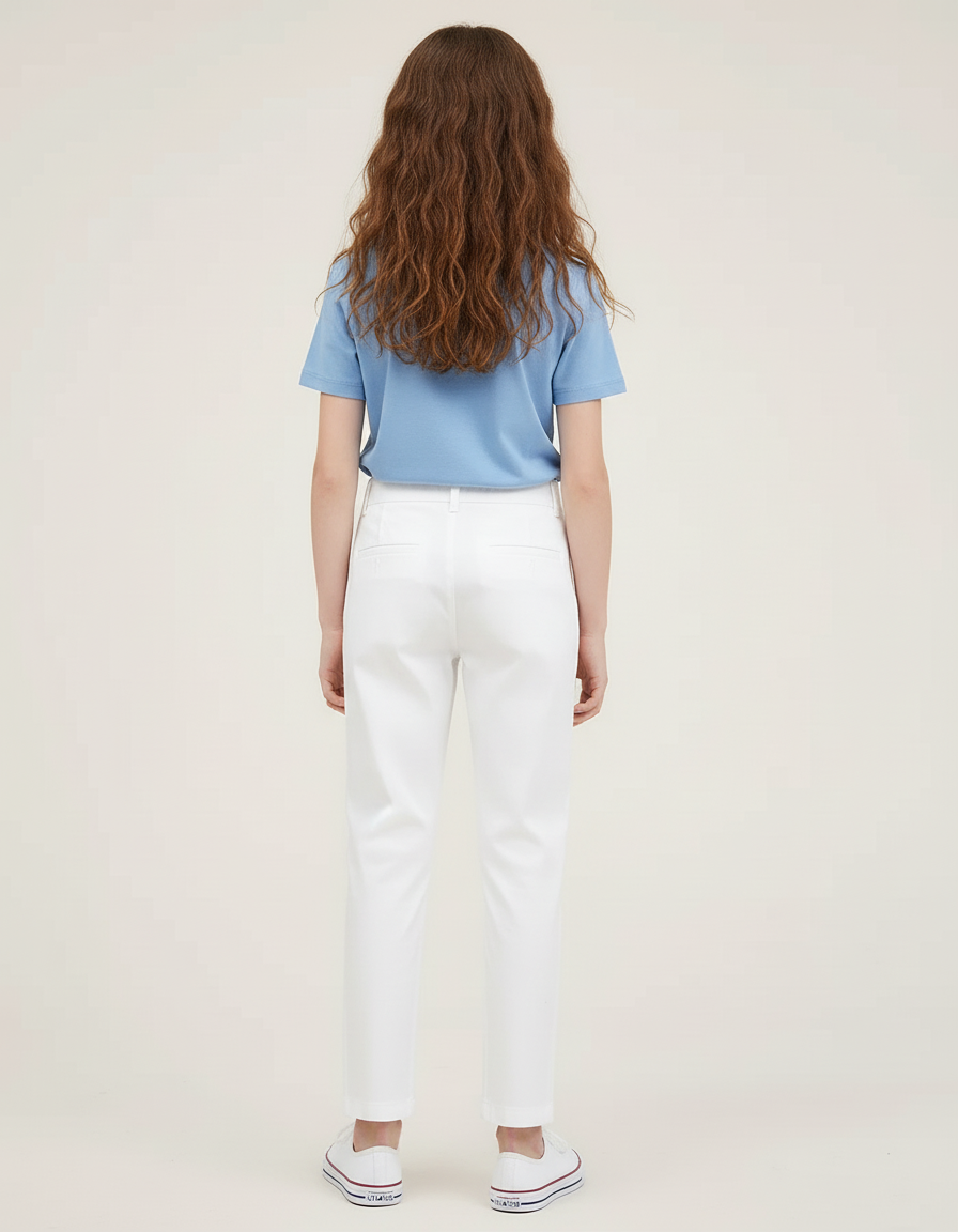 Pantalon Blanc Droit Classique Enfant Décontracté - Coton - vue 2