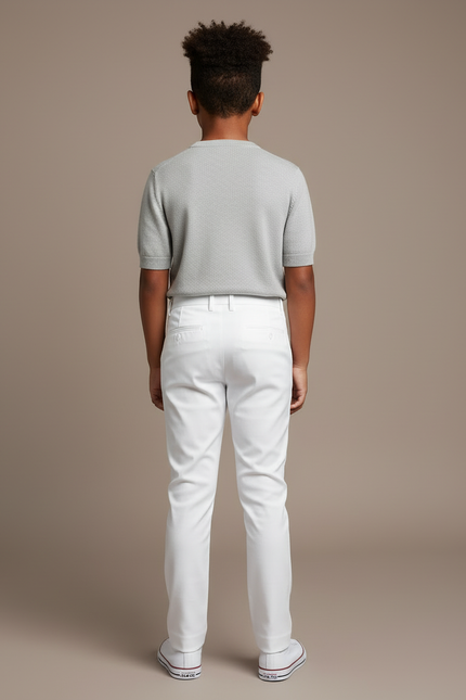 Pantalon Blanc Bapteme - Gabardine - vue 2