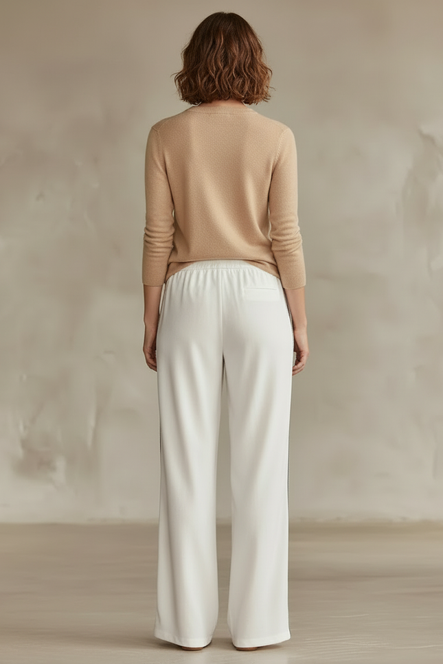 Pantalon Blanc Large Fluide Cordon Décontracté Élégant - Viscose - vue 2