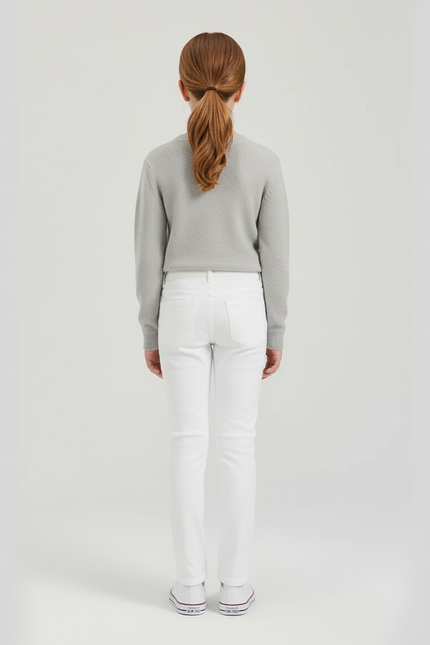 Pantalon Blanc Enfant Équestre Slim Confortable - Coton - vue 2