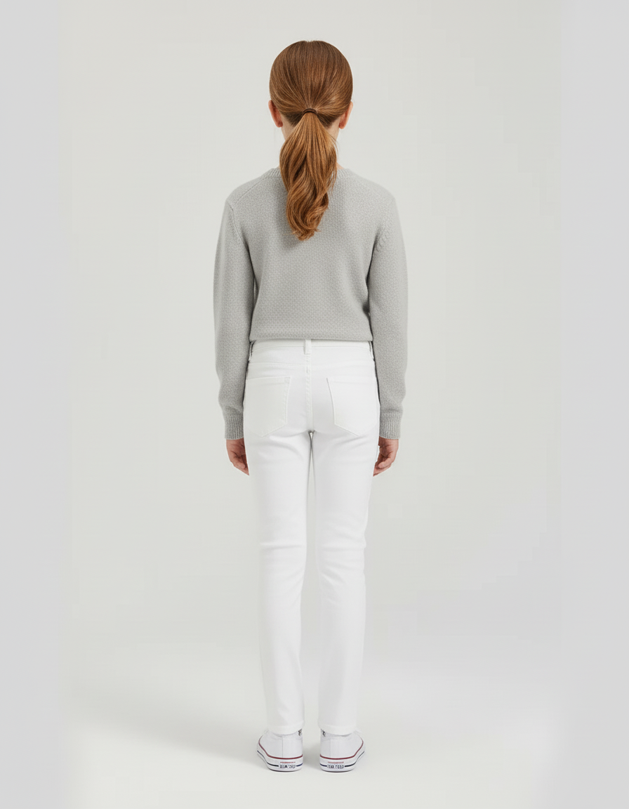 Pantalon Blanc Enfant Équestre Slim Confortable - Coton - vue 2