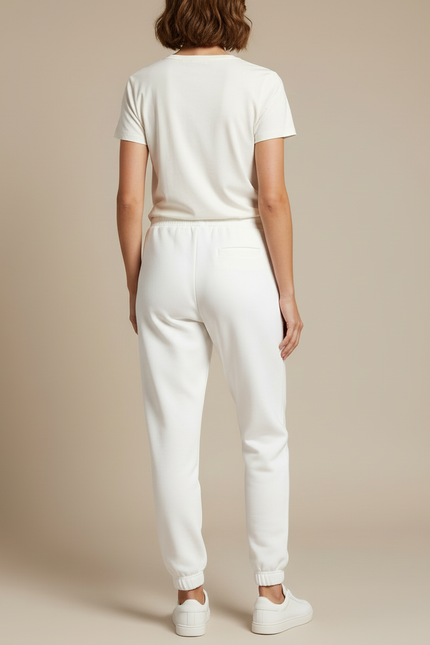 Pantalon Blanc Molletonné Décontracté Ample Cordon - vue 2