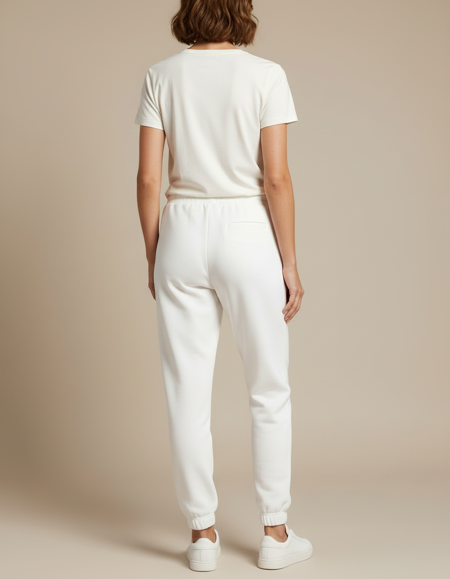 Pantalon Blanc Molletonné Décontracté Ample Cordon - vue 2