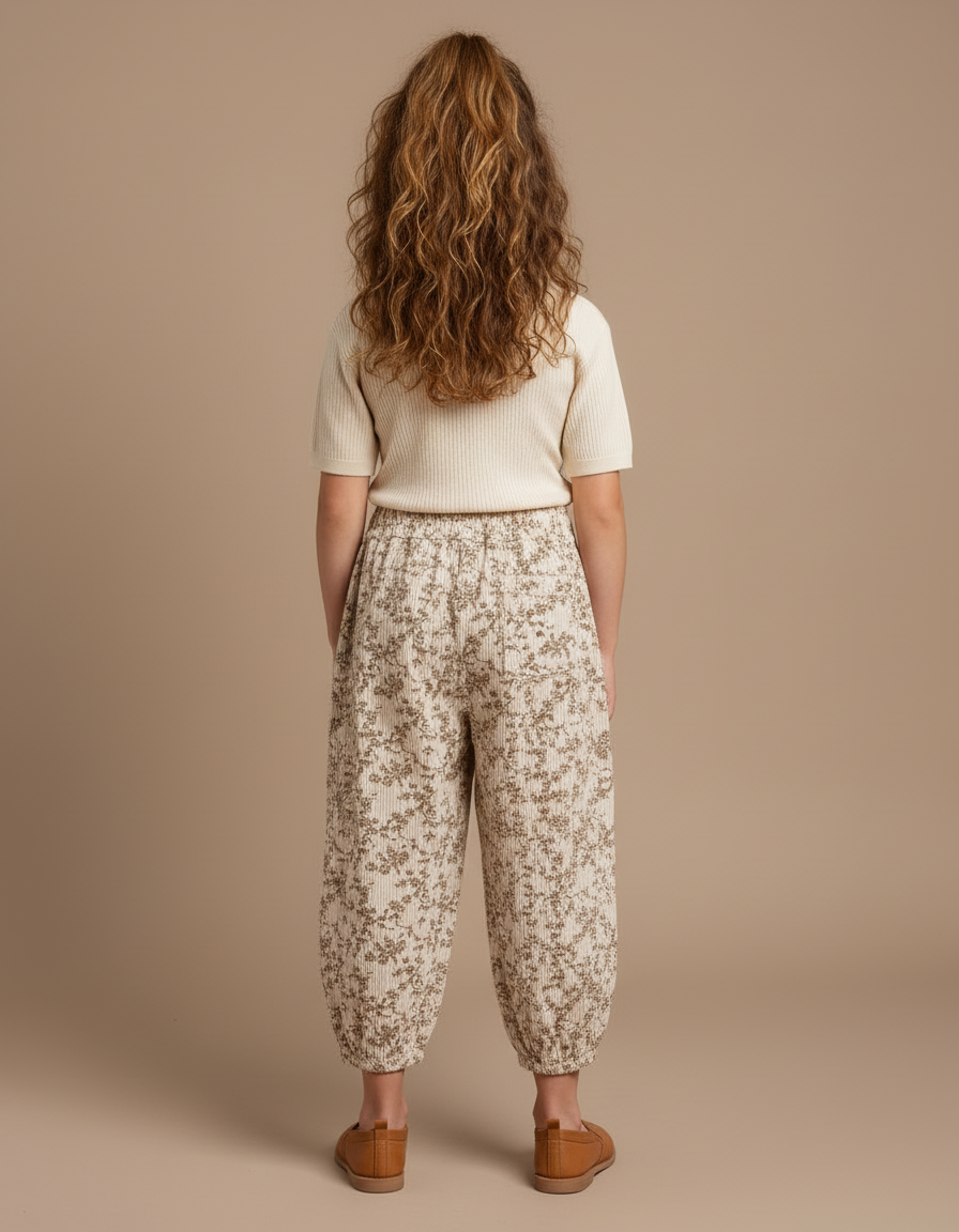 Pantalon Blanc Coton Fleuri Ample Enfant Fille - vue 2