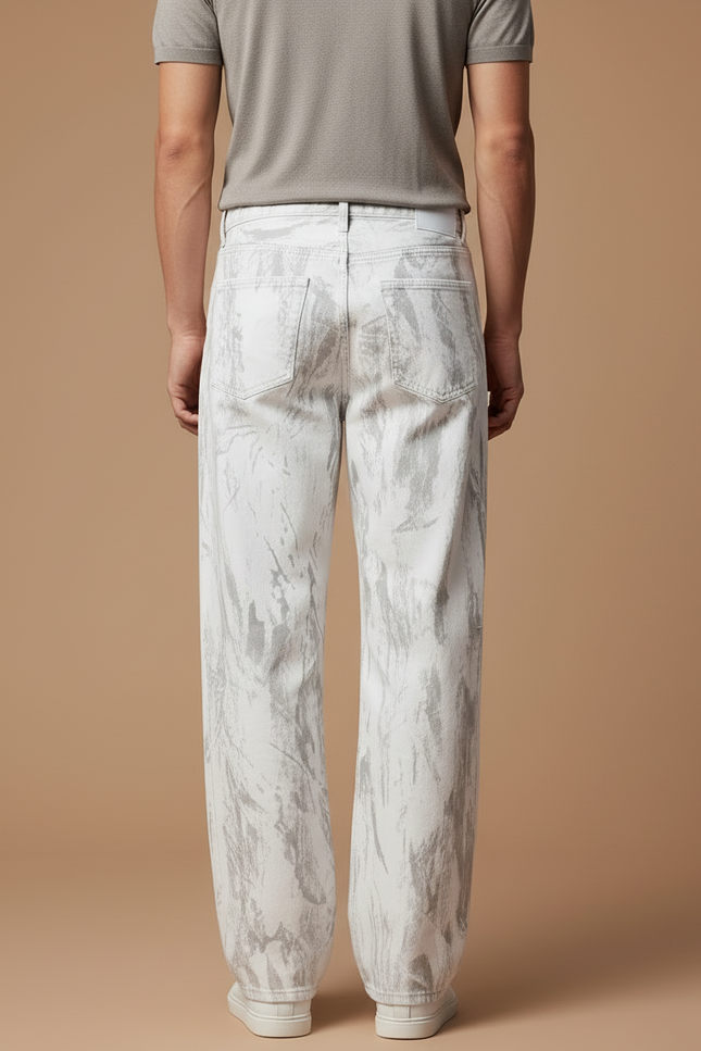 Pantalon Gris Blanc - Imprimé Jean - vue 2