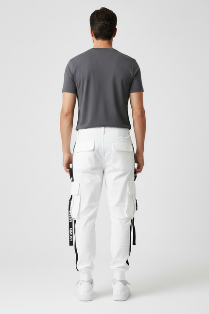 Pantalon Blanc Avec Trait Noir - Coton - vue 2