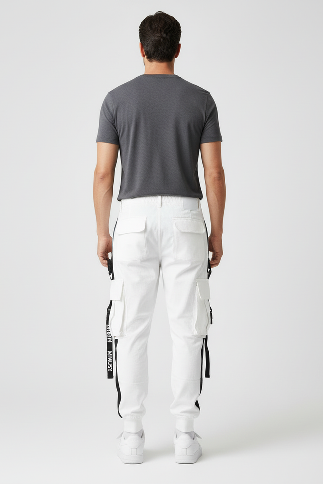 Pantalon Blanc Avec Trait Noir - Coton - vue 2