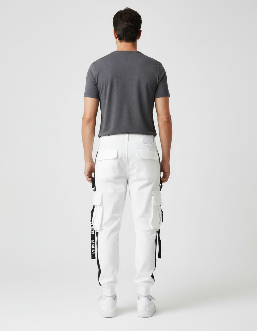 Pantalon Blanc Avec Trait Noir - Coton - vue 2