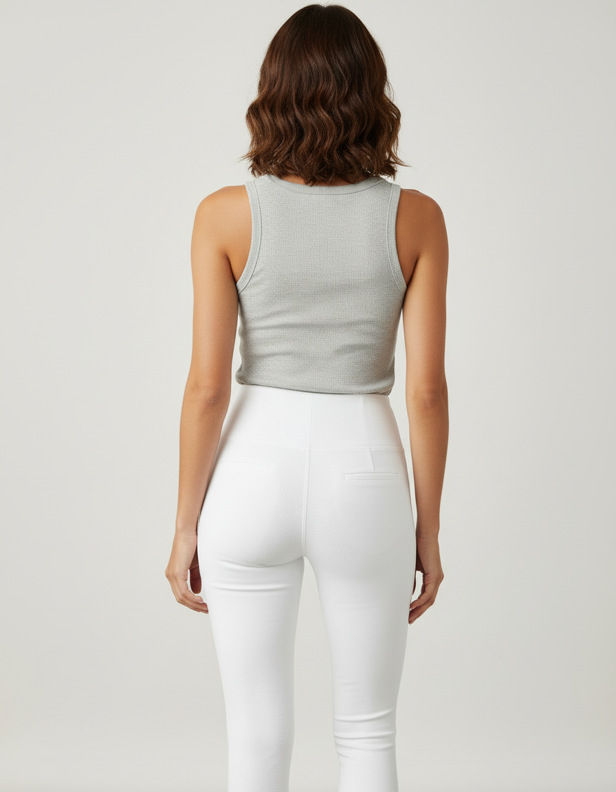 Pantalon Blanc Slim Équestre Poches Femme - Polyester - vue 2