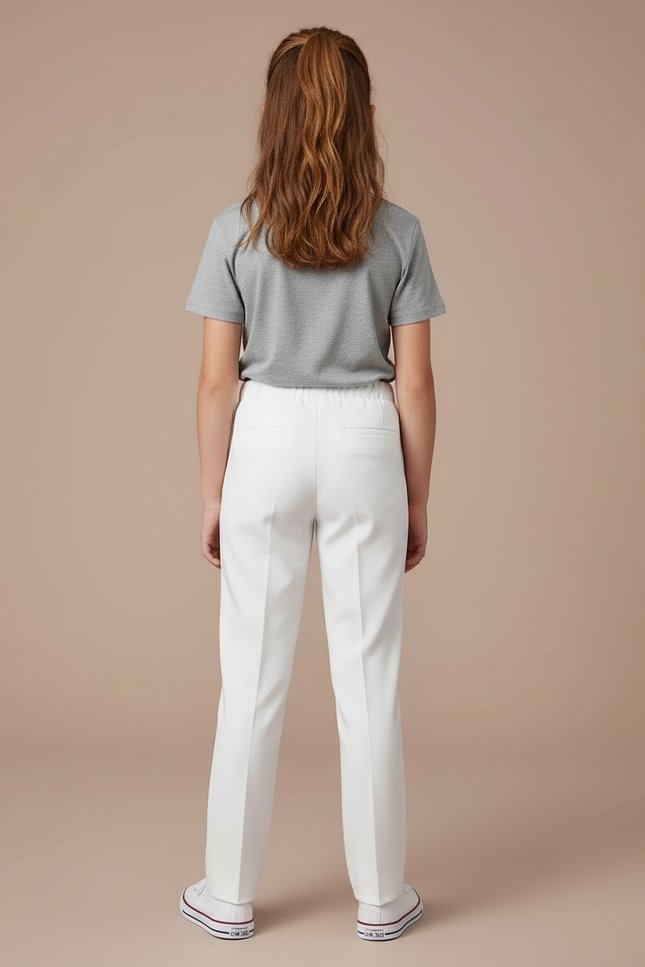 Pantalon Blanc Droit Classique Simple Enfant - Gabardine - vue 2