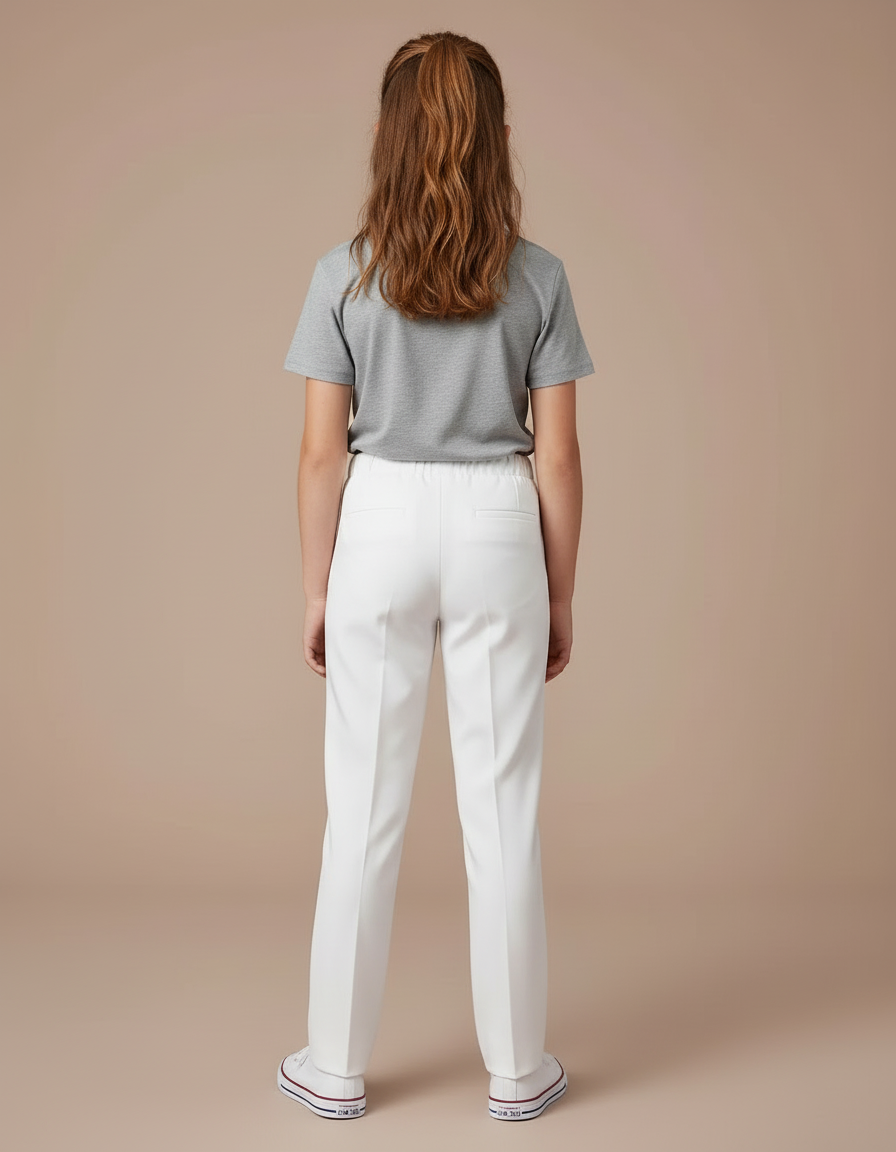 Pantalon Blanc Droit Classique Simple Enfant - Gabardine - vue 2