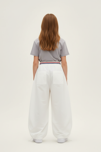 Pantalon Blanc Cargo Ample Décontracté Junior Fille - Polyester - vue 2