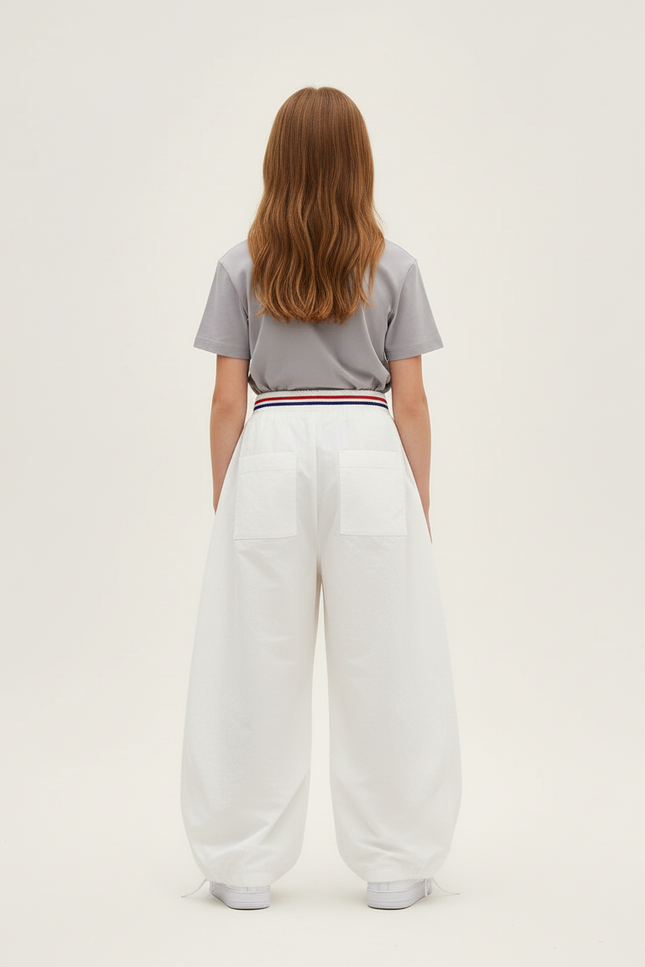 Pantalon Blanc Cargo Ample Décontracté Junior Fille - Polyester - vue 2