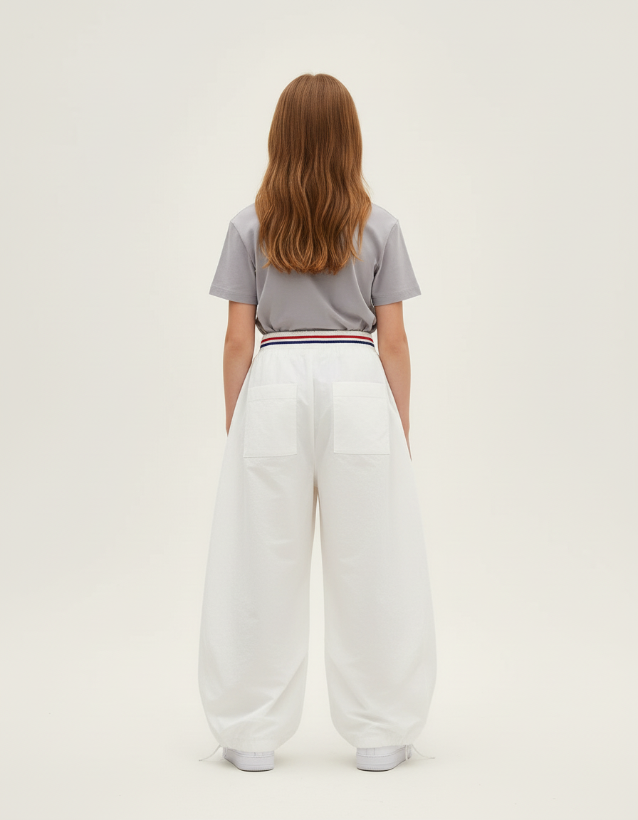 Pantalon Blanc Cargo Ample Décontracté Junior Fille - Polyester - vue 2