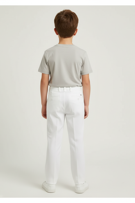 Pantalon Blanc Garçon Droit Élégant Cérémonie - Polyester - vue 2