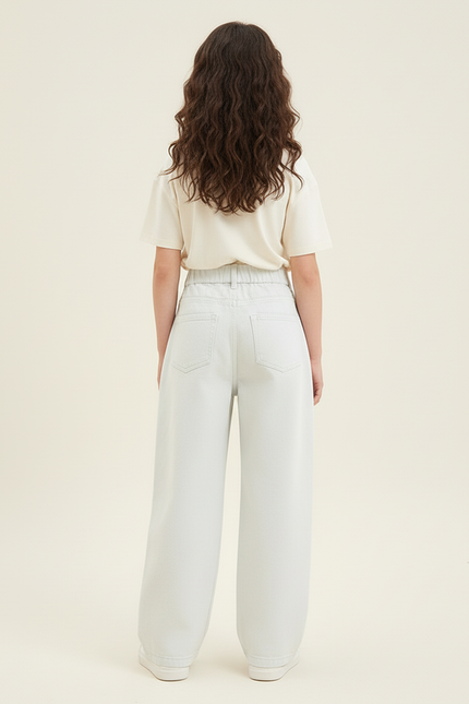 Pantalon Blanc Ample Décontracté Fille Jean - Bleu - vue 2