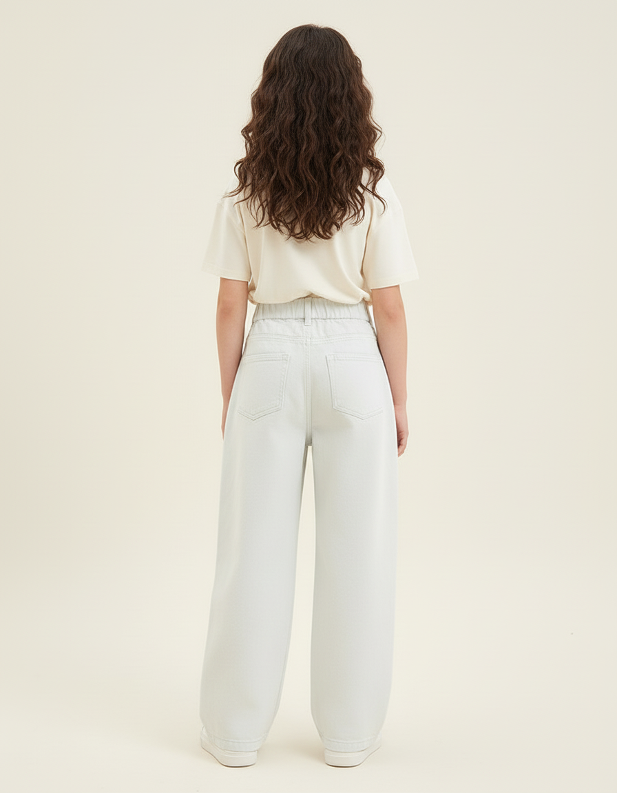 Pantalon Blanc Ample Décontracté Fille Jean - Bleu - vue 2