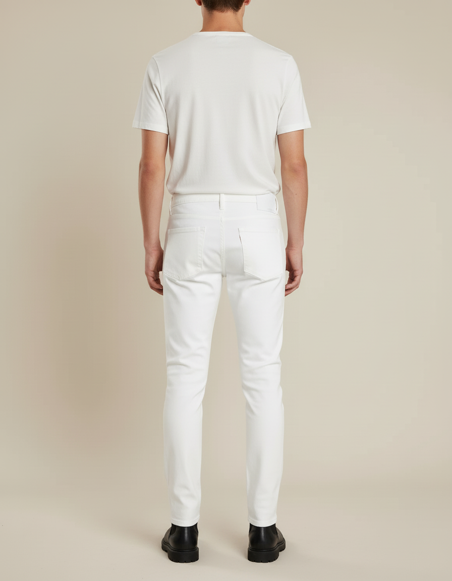 Pantalon Blanc Homme Slim Coton Stretch - Jean - vue 2