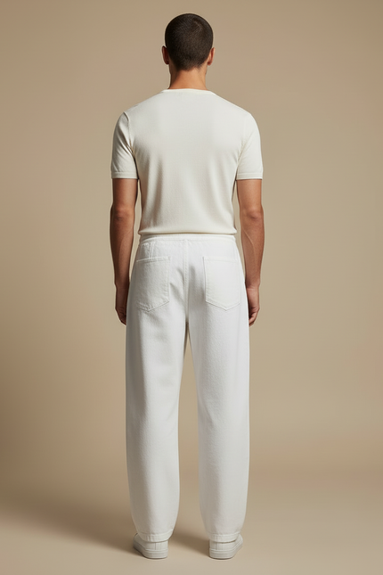 Pantalon Blanc Ample Décontracté En Coton Pour Homme - vue 2