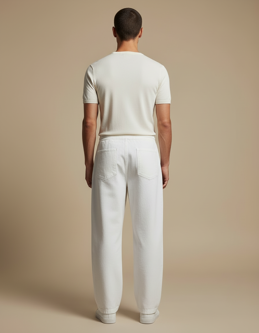Pantalon Blanc Ample Décontracté En Coton Pour Homme - vue 2
