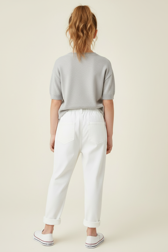 Pantalon Blanc Jean Déchiré Enfant Décontracté Coton - vue 2