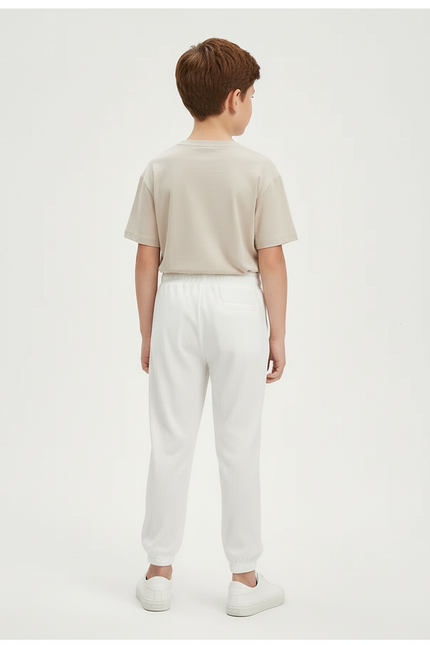 Pantalon Blanc Plissé Ample Cordon Enfant - Cordé - vue 2