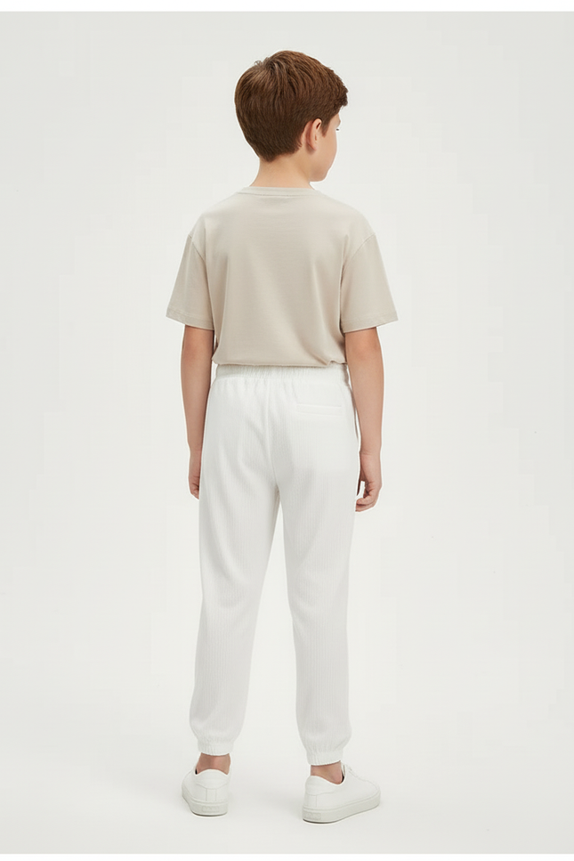 Pantalon Blanc Plissé Ample Cordon Enfant - Cordé - vue 2