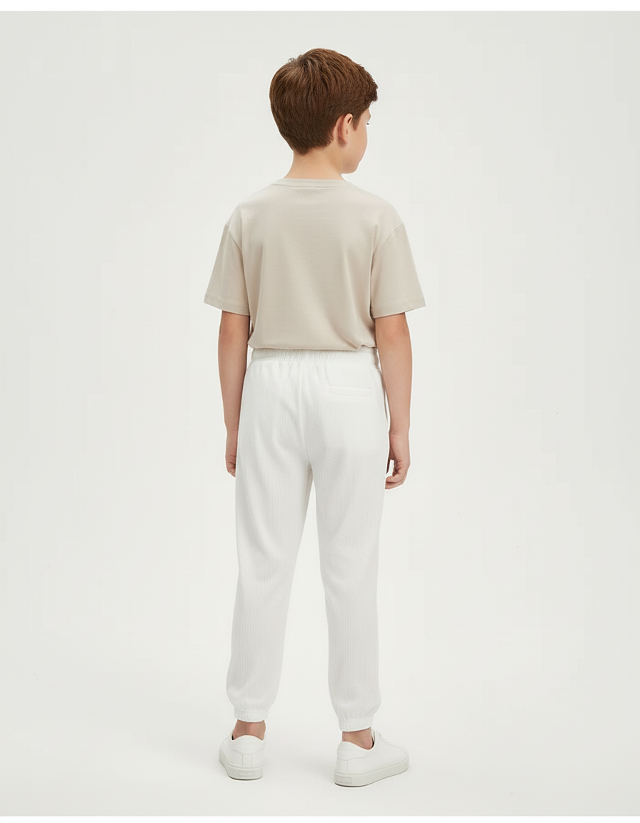 Pantalon Blanc Plissé Ample Cordon Enfant - Cordé - vue 2